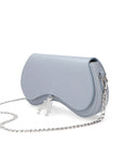 Bolso de piel Arthemisa, color gris, piel lisa, napa, bolso de mano, herraje en metal, accesorio y bolso de lujo, marca 100% mexicana, best seller, bolsa moderna, tamaño mediano, con asa de piel y crossbody, cadena retirable.